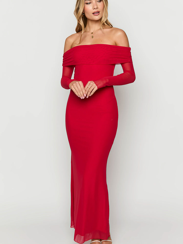 Coraline Red Long Sleeve Maxi Dress 3