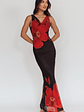 Cassiopeia Open Back Maxi Dress Hibiscus Black - thumbnail 1