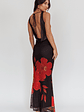 Cassiopeia Open Back Maxi Dress Hibiscus Black - thumbnail 2