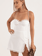 Crepe Corset Ruffle Dress in White - thumbnail 3
