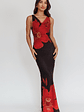 Cassiopeia Open Back Maxi Dress Hibiscus Black - thumbnail 5