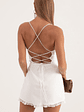 Crepe Corset Ruffle Dress in White - thumbnail 4