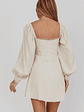 Chamberlain Balloon Sleeves Mini Dress Beige - thumbnail 2