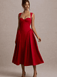 Covia | Red Satin Sweetheart Midi Dress - thumbnail 5