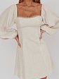 Chamberlain Balloon Sleeves Mini Dress Beige - thumbnail 4