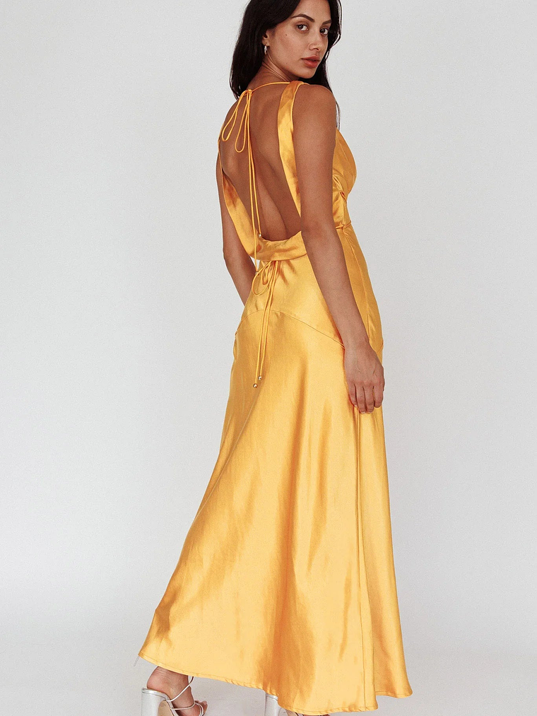Cassiopeia Open Back String Tie Maxi Dress Mango 2