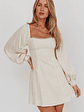 Chamberlain Balloon Sleeves Mini Dress Beige - thumbnail 5