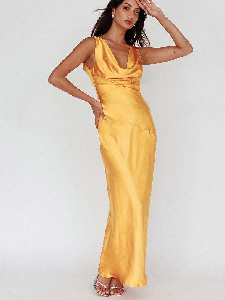 Cassiopeia Open Back String Tie Maxi Dress Mango 3