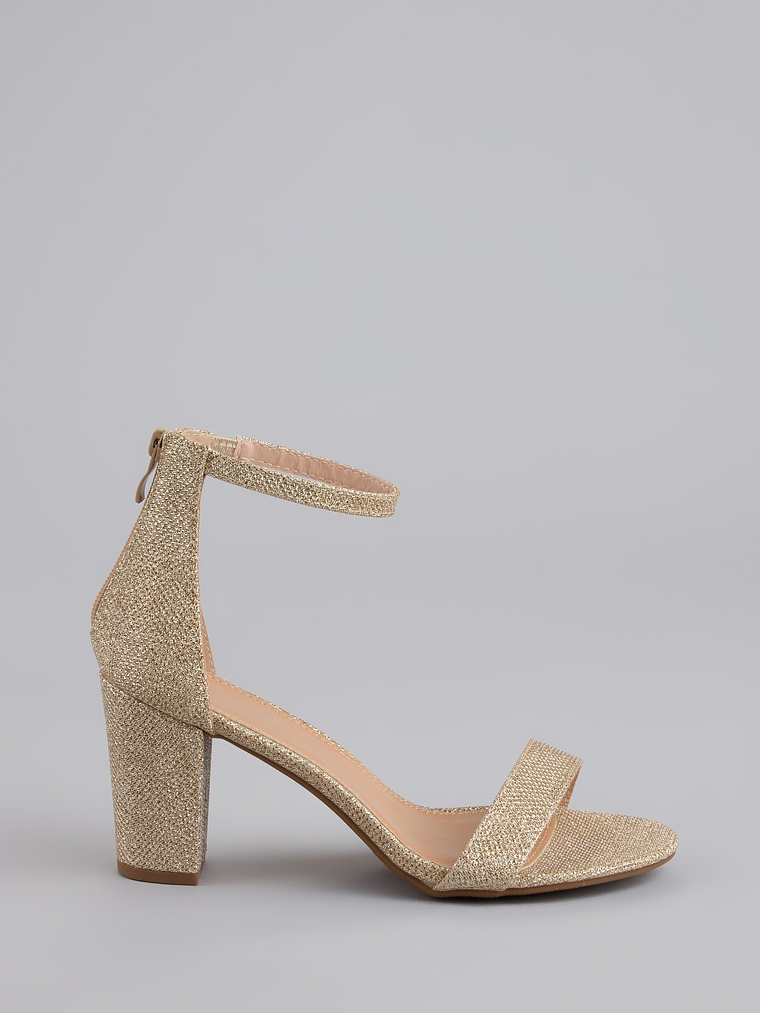 Cue The Compliments Glitter Block Heels 6