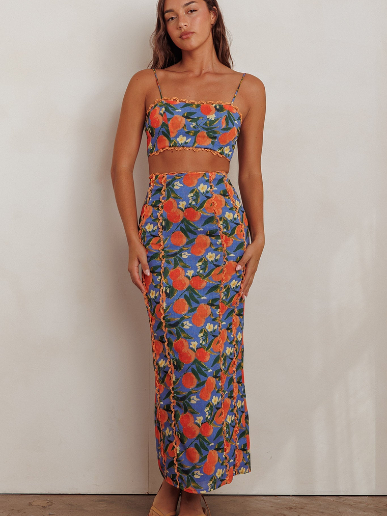 Chamberlain Scallop Trim Crop Top Citrus Orange 4