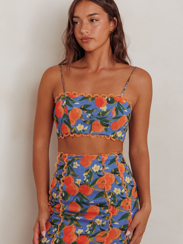 Chamberlain Scallop Trim Crop Top Citrus Orange 5