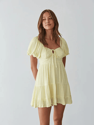 Dallas Open Back Puff Sleeve Babydoll Mini Dress