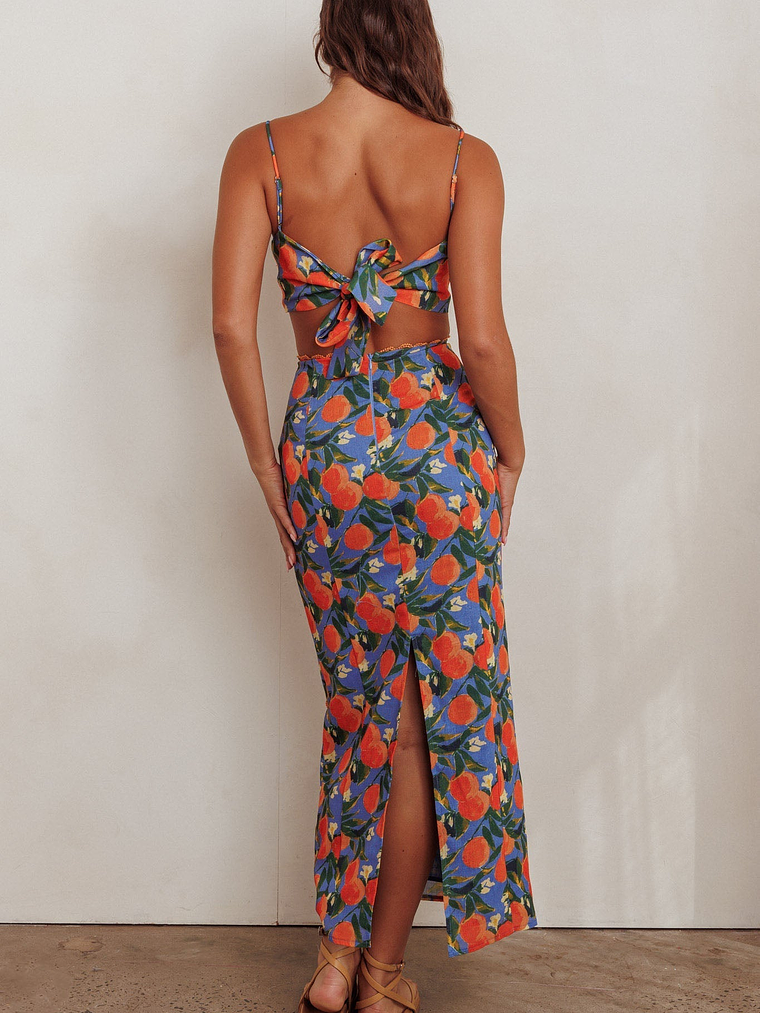 Chamberlain Scallop Trim Maxi Skirt Citrus Orange 4