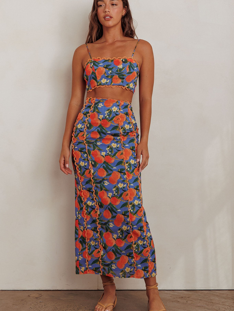 Chamberlain Scallop Trim Maxi Skirt Citrus Orange 5