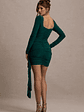 Crimson Cut | Bottle Green Long-Sleeved Ruffled Bodycon Mini Dress - thumbnail 2