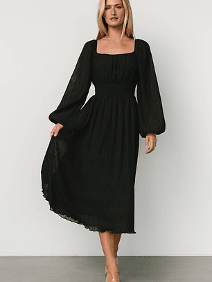 Dalton Pleated Midi Dress | Black