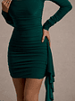 Crimson Cut | Bottle Green Long-Sleeved Ruffled Bodycon Mini Dress - thumbnail 3