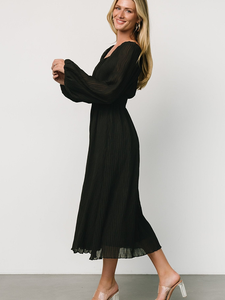 Dalton Pleated Midi Dress | Black 3