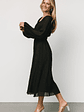 Dalton Pleated Midi Dress | Black - thumbnail 3