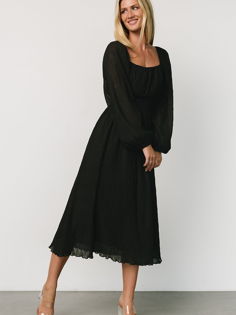 Dalton Pleated Midi Dress | Black 4