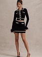 Coco Crush | Black Knit Cropped Cardigan With Feather Cuffs - thumbnail 6