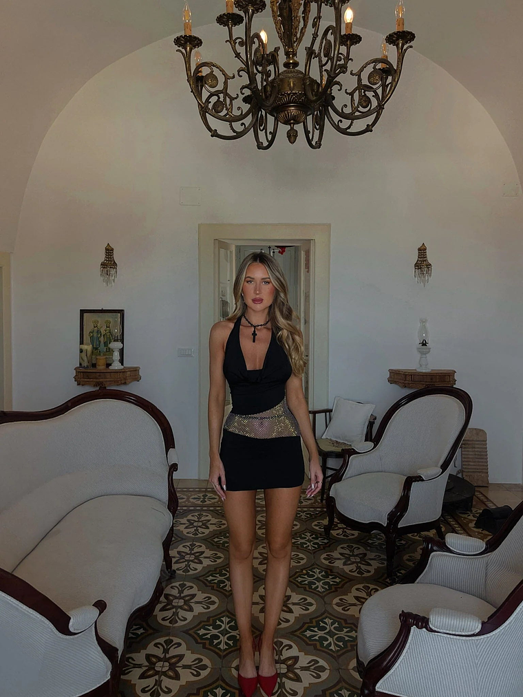 Crimson Mini Dress Black 1