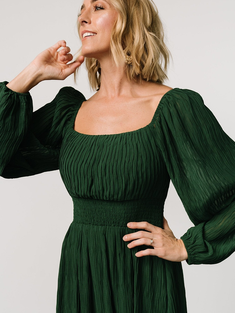 Dalton Pleated Midi Dress | Dark Green 2
