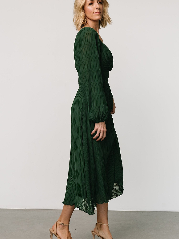 Dalton Pleated Midi Dress | Dark Green 3