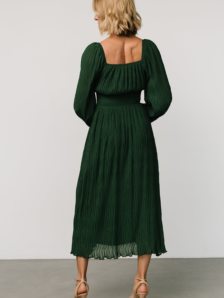 Dalton Pleated Midi Dress | Dark Green 5