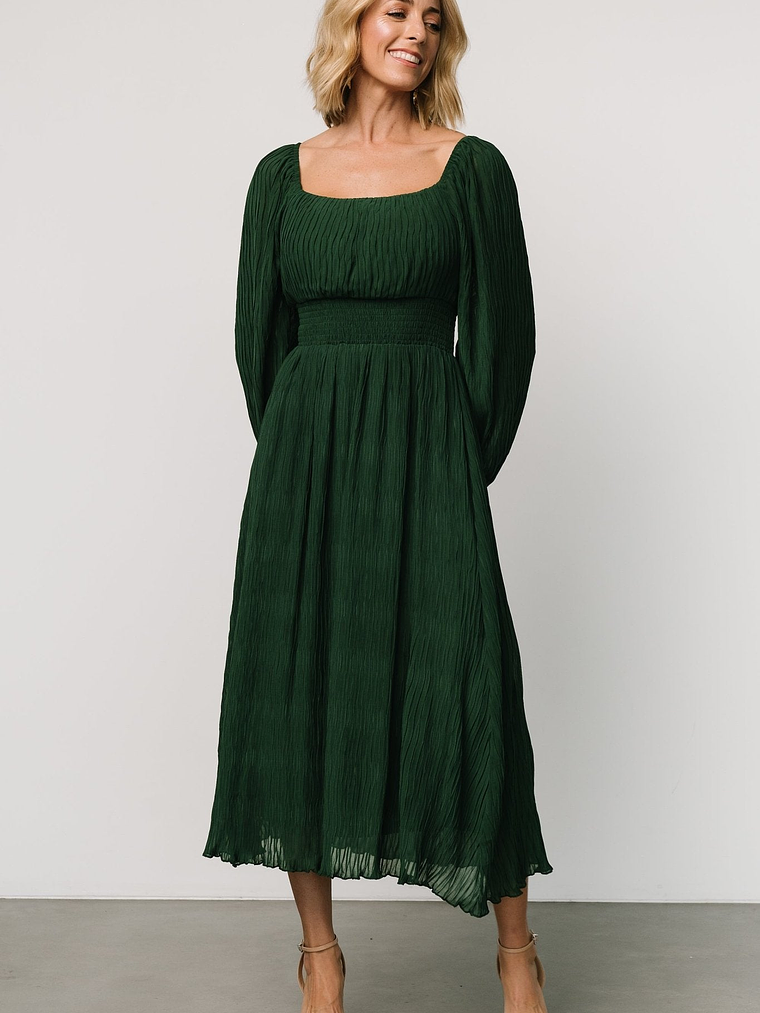 Dalton Pleated Midi Dress | Dark Green 6