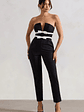 Casta | Black Strapless Tailored Straight-Leg Jumpsuit With Bows - thumbnail 1