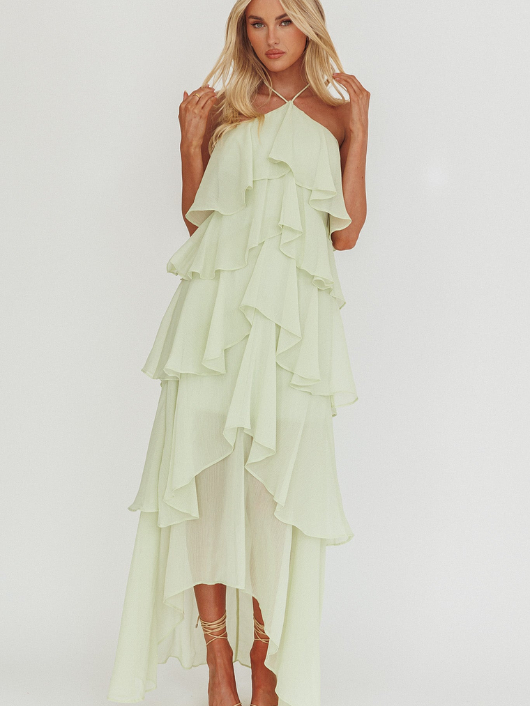 Darylyn Tiered Ruffle Maxi Dress Sage 5
