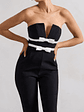 Casta | Black Strapless Tailored Straight-Leg Jumpsuit With Bows - thumbnail 3