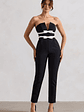 Casta | Black Strapless Tailored Straight-Leg Jumpsuit With Bows - thumbnail 4