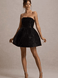 Clarabell | Black Sequin Bandeau Structured Mini Dress - thumbnail 6