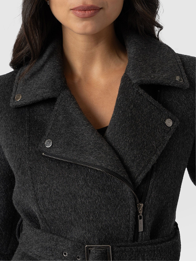 Daltrey Biker Coat - Charcoal 5