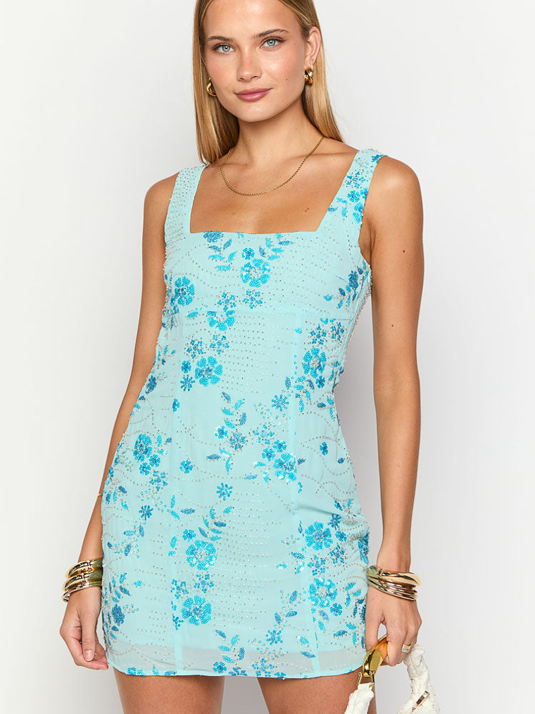 Curren Blue Beaded Mini Dress 2