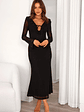 Date At Nine Mesh Long Sleeve Maxi Dress Black - thumbnail 1