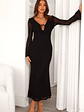 Date At Nine Mesh Long Sleeve Maxi Dress Black - thumbnail 2