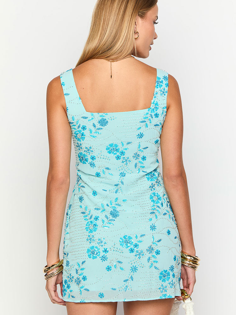 Curren Blue Beaded Mini Dress 5