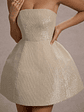 Clarabell | Cream Sequin Bandeau Structured Mini Dress - thumbnail 6