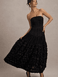Dame | Black Lace Bandeau Midi Dress With Floral Hem - thumbnail 5