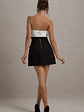 Clare | Black & White Ruffled Strapless Tailored Mini Dress - thumbnail 3