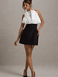 Clare | Black & White Ruffled Strapless Tailored Mini Dress - thumbnail 4