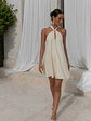 Coconut Sips Halter Mini Dress Yellow - thumbnail 1