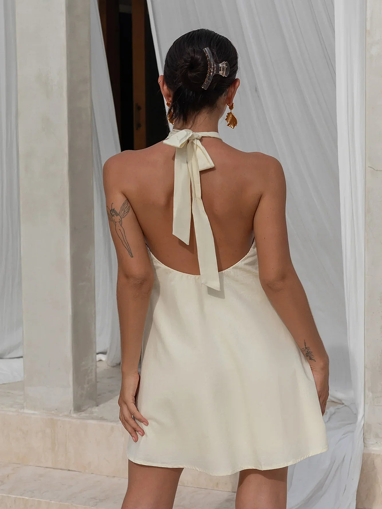 Coconut Sips Halter Mini Dress Yellow 2