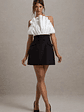 Clare | Black & White Ruffled Strapless Tailored Mini Dress - thumbnail 6