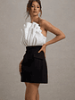 Clare | Black & White Ruffled Strapless Tailored Mini Dress - thumbnail 7