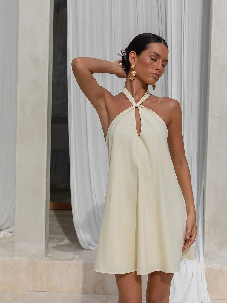 Coconut Sips Halter Mini Dress Yellow 4