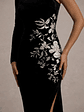 Chance | Black Embroidered Velvet One-Sleeve Maxi Dress - thumbnail 7